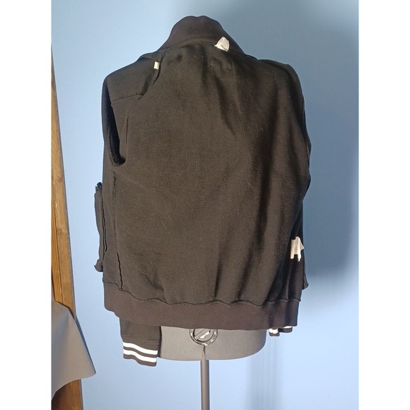 Vintage Goth Black Small Jacket Skull "Deaths Guiding Light" White Stripe - Picture 7 of 16